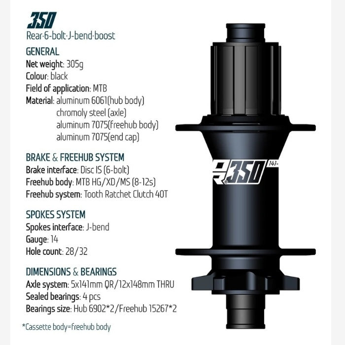 KOOZER 350 BOOST REAR 12X148 MM 32H (6 BOLT)