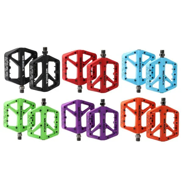 Meroca Wide Platform Bicycle Pedals - 115mm Non-Slip Steel Pedals