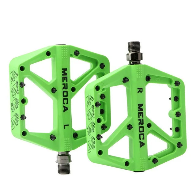 Meroca Wide Platform Bicycle Pedals - 115mm Non-Slip Steel Pedals