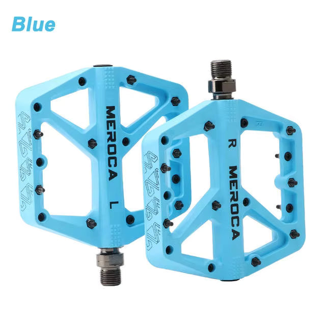 Meroca Wide Platform Bicycle Pedals - 115mm Non-Slip Steel Pedals
