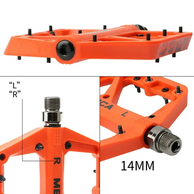 Meroca Wide Platform Bicycle Pedals - 115mm Non-Slip Steel Pedals