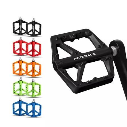 Riderace MTB Flat Platform Pedal Nylon DU Bearing with Pins